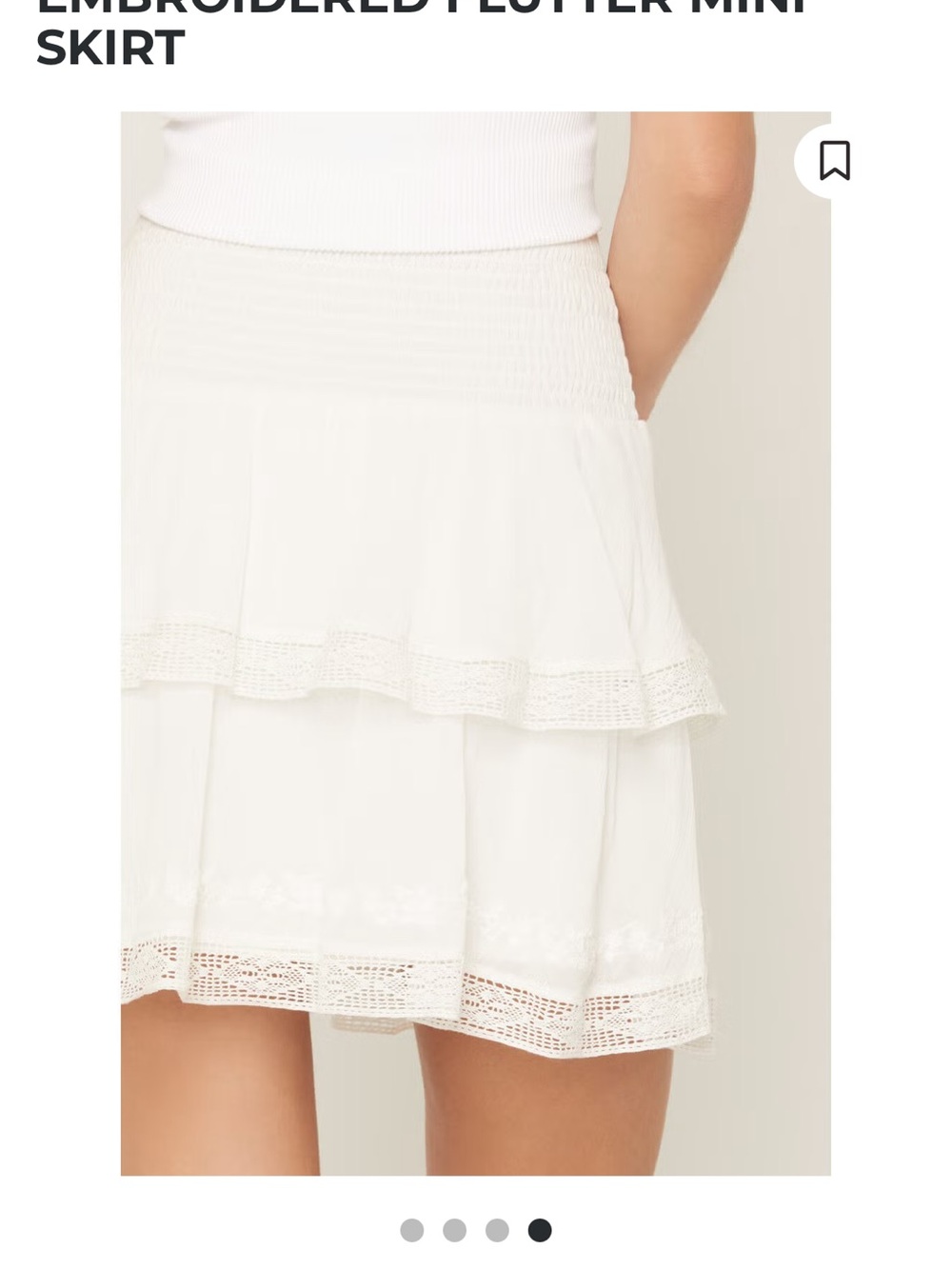Shyanne / Boot Barn / High Waist White Tiered Lace Mini Skirt - Picture 5 of 5